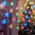 Multicolor LED sneeuwvlok lichtsnoer voor kerstboom decoratie en feestelijke sfeer - Grote Sneeuwvlok / 1.5m 10LED Batterij / Kleurrijk