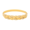 Bracciale a foglie intrecciate dorate con cristalli pavé e finitura in acciaio lucido - Stile Foglia Intrecciata Con Zirconi (1#)