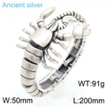 Pulsera de hombre escorpión de plata antigua en acero inoxidable retro con 50mm ancho - Plata Antigua