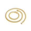 Set catena cubana 8mm in acciaio inossidabile dorato con collana e bracciale coordinati - Un Lato Opaco Un Lato Lucido (KS137501-Z) / Oro