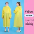 Unisex yellow EVA raincoat with adjustable drawstring hood and long waterproof design - Pullover Yellow