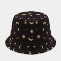 Bob réversible noir avec imprimé étoiles et lunes dorées pour protection solaire - Noir Étoile Lune