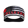 Elastic black volleyball headband featuring red lettering and stars and stripes design - Volleyball Black