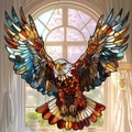 Bald eagle suncatcher in stained glass style with colorful acrylic wing details - American Eagle