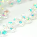 Sparkling multi-faceted AB crystal glass beads for DIY jewelry making and accessories - 8mm (85-90 Beads) Random With or Without Spacer Beads / White Rose