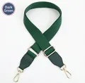 Close-up of adjustable dark green canvas strap with golden alloy hooks and leather ends - Dark Green Strap-Dark Green Leather / Light Gold Buckle