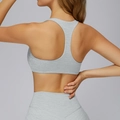 Women's light grey melange racerback sports bra and high-waist yoga pants set - Mixed Grey