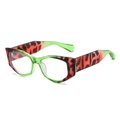 Cat eye sunglasses in red leopard print and green gradient finish on acetate frame - Green Pink Leopard Frame