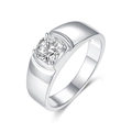 Herrenring aus 925er Silber mit Moissanit, breitem Band und rundem Schliff in Silber - Silber/3 Karat/9.0mm