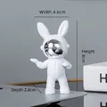 White rabbit astronaut figurine with silver visor, decorative desk ornament, height 8cm - No.3 Space Rabbit Silver Model A / 4.6x8x2.8cm
