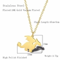 18K gold plated stainless steel cartoon dragon pendant necklace with 45cm chain - Dragon Silhouette (LN1310)