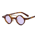 Retro punk sunglasses with tortoise shell frames, purple lenses and dual metal nose bridge - Leopard Frame Purple Lens