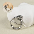 Retro zilveren slangenoorring met schubtextuur en een diameter van 10,8 mm voor dames - Slangenkop