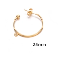 Minimalist gold-plated stainless steel C-shape hoop earrings with 25mm diameter - 25mm / Gold