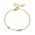 Minimalist gold chain bracelet featuring fish pendant and sparkling crystal charm detail - Hollow Fish Style (XN431-22)