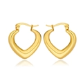 Pendientes de corazón hueco pulido en acero inoxidable chapado en oro mujer - Estilo 3D en Forma de Corazón (C110)
