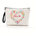 Borsa per cosmetici in tela bianca con bordo a cuore e stampa love rossa - Stile Bordo Cuore
