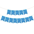 Blue ocean wave Happy Birthday banner with white lettering for party wall decoration - Ocean Wave Birthday Banner