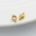 14K gold filled round pink zircon charm pendant for DIY bracelets and necklaces - Double Loop 4*8mm / Pink