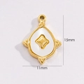 Detailed macro shot of a gold-plated shell inlay water drop pendant measuring 15mm by 11mm - Teardrop Inlay Rhombus