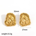 Unregelmäßige 18k vergoldete Lav-Ohrringe mit geometrischer Faltenstruktur - Gold (TE60423-G)