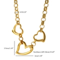 Dimensioni dettagliate della collana con ciondolo a cuore dorato con catena da 50 cm - Oro