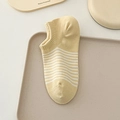 Calze da donna in cotone con strisce gialle e bianche su un vassoio beige elegante - Taglia unica / Giallo Latte