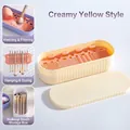 Cream yellow silicone makeup brush cleaning box with drying rack and storage holder - Cleaning Box - Cream Yellow