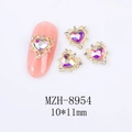 Detail of 10x11mm hollow heart nail art charms with aurora stones and gold metal base - Gold Base Aurora AB Style (8954)