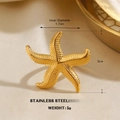 Starfish shaped stainless steel ring in elegant golden finish for women - Starfish Texture Style (1672)