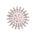 Elegant rose gold sunflower brooch featuring white faux pearls and shimmering rhinestones - XD822016-1 Rose Gold Pearl Flower