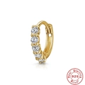 Macro shot of gold S925 sterling silver hoop earring with five inlaid white zircons - #8 Gold (Single Piece)