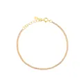 Elegant gold plated S925 silver tennis bracelet featuring vibrant pink round cut cubic zirconia - 925 Silver / 18k Gold [Pink]