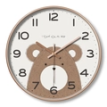 12-inch silent wall clock with rose gold frame and cute brown bear dial design - 12 Inch Dial D (Rose Gold Frame)