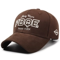 Classic dark brown cotton baseball cap featuring white 3D embroidery and curved brim - Adjustable / Coffee