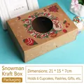 Brown kraft Christmas cupcake box with festive snowman print and clear window cutout - Snowman / Large (6-count) / Brown Kraft