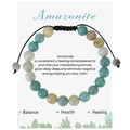 Amazonite healing stone bead bracelet with adjustable black braided rope on card - Amazonite Bracelet