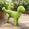 Peeing dog garden ornament with green artificial moss flocking for outdoor lawn decor - Peeing Dog
