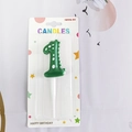 Green dinosaur themed number 1 candle with white polka dots for children birthday party - Number 1