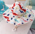 Kids white bucket hat with colorful dinosaur print and adjustable chin strap - EU 48 / White Dinosaur