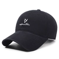 Classic black cotton baseball cap with white adventure embroidery and curved brim - Adjustable / Black