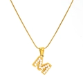 Collier élégant en acier titane doré avec pendentif lettre M orné d'une perle blanche - Lettre M (SP723G-M)