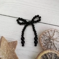 Handmade black beaded bow accessory for DIY hair clips, clothing, and craft projects - 46-Bow Black (No Brooch)