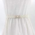 Ceinture de taille en perles élégante avec une boucle nœud papillon dorée en strass - Noeud Papillon Perle Or