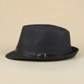Classic black woven Panama hat with stylish braided band and silver metal buckle detail - Kids 54cm / Black