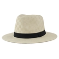 Classic beige straw sun hat with black ribbon band for men summer beach style - Beige Plaid