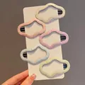 Macaron color cloud leather hair clips set with colorful dots in five pastel shades - Cloud Off-White Colorful Dots
