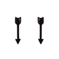 Minimalist matte black arrow stud earrings in stainless steel with textured feathers - 426 Arrow / Black