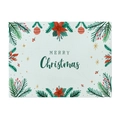 Detail eines Weihnachts-Platzsets mit grünem Pflanzendruck und Merry Christmas auf Leinen - 32*21cm / Baumwolle Leinen / Muster CD090-4