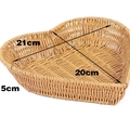Heart-shaped faux rattan woven fruit basket in natural wood color, 21x20x5cm size - Heart Shaped Yellow Small